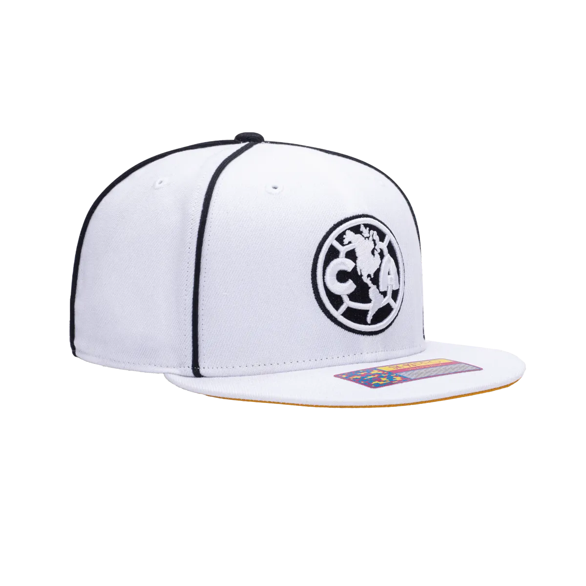 FI Collection Club America Cali Day Snapback Hat - White-Black (Diagonal 2)