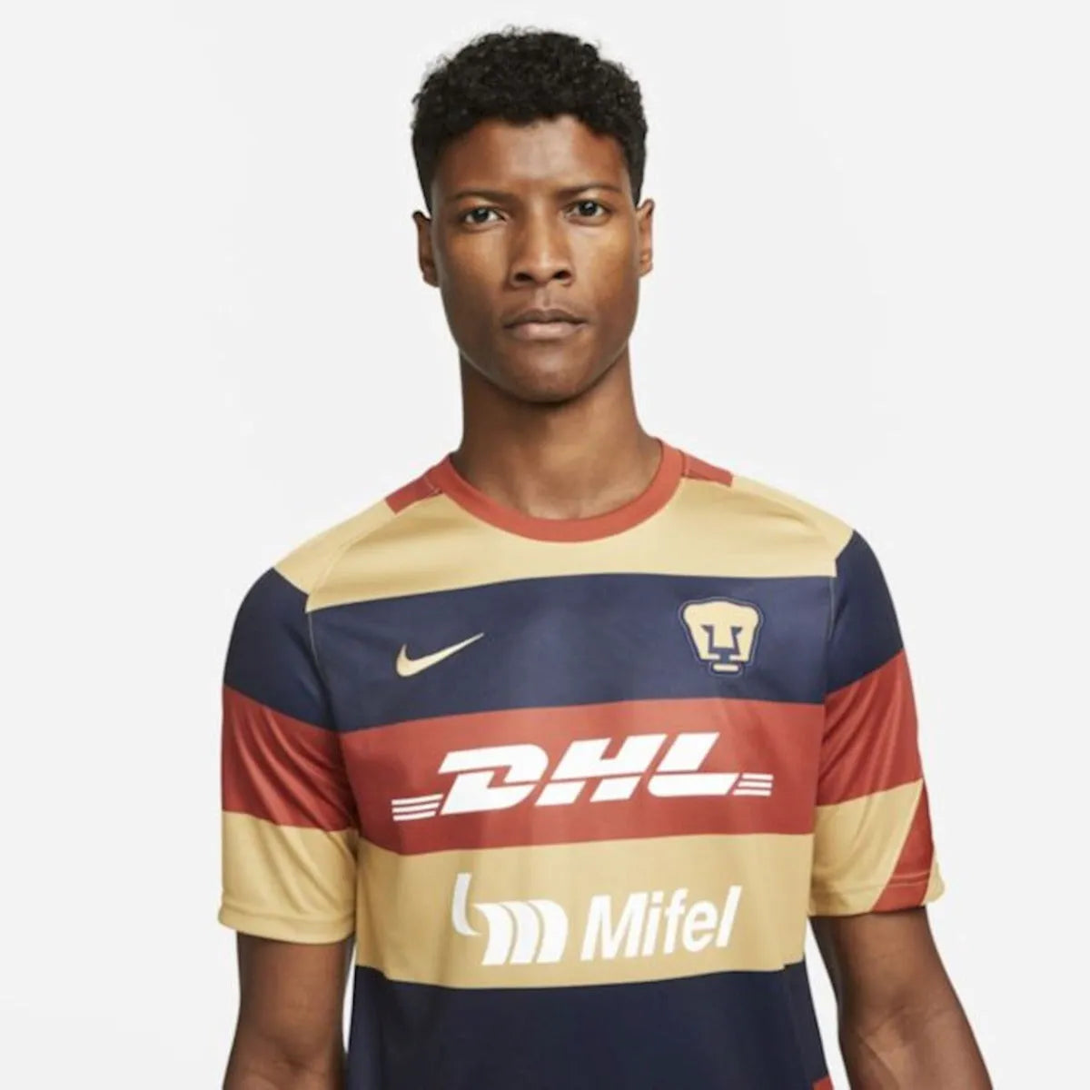 Nike 2021-22 Pumas Pre-Match Jersey - Firewood Orange-Navy-Gold (Detail 1)
