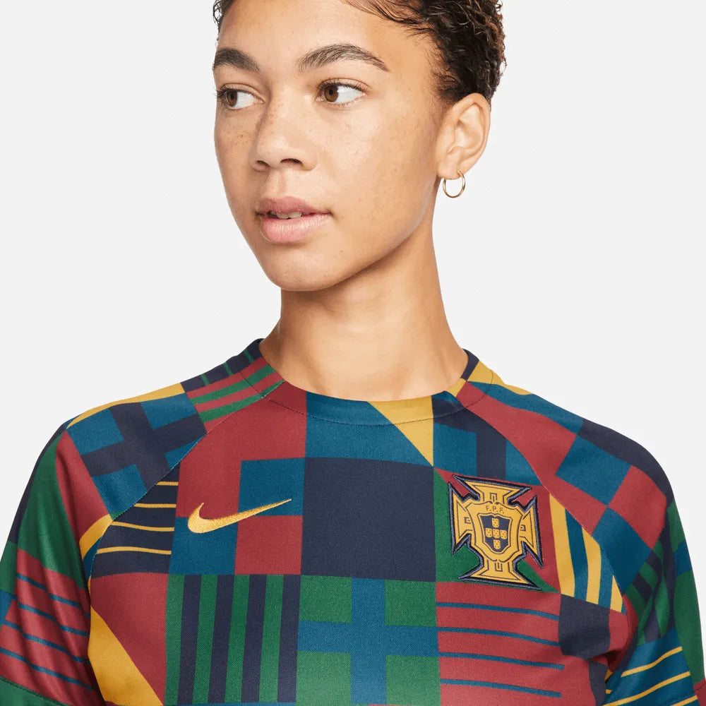 Nike 2022-23 Portugal Women's Pre-Match Jersey - Obsidian-Gold Dart (Detail 1)