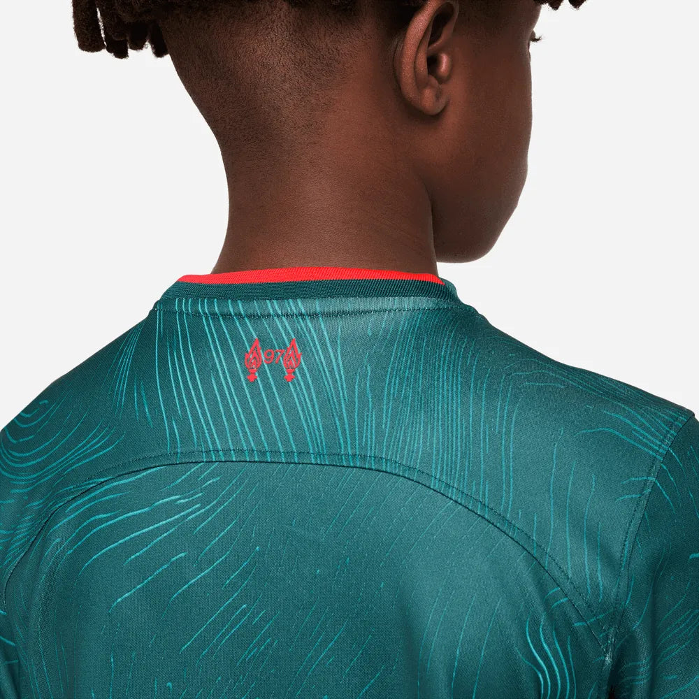 Nike 2022-23 Liverpool Youth Third Jersey - Atomic Teal-Siren Red (Detail 3)