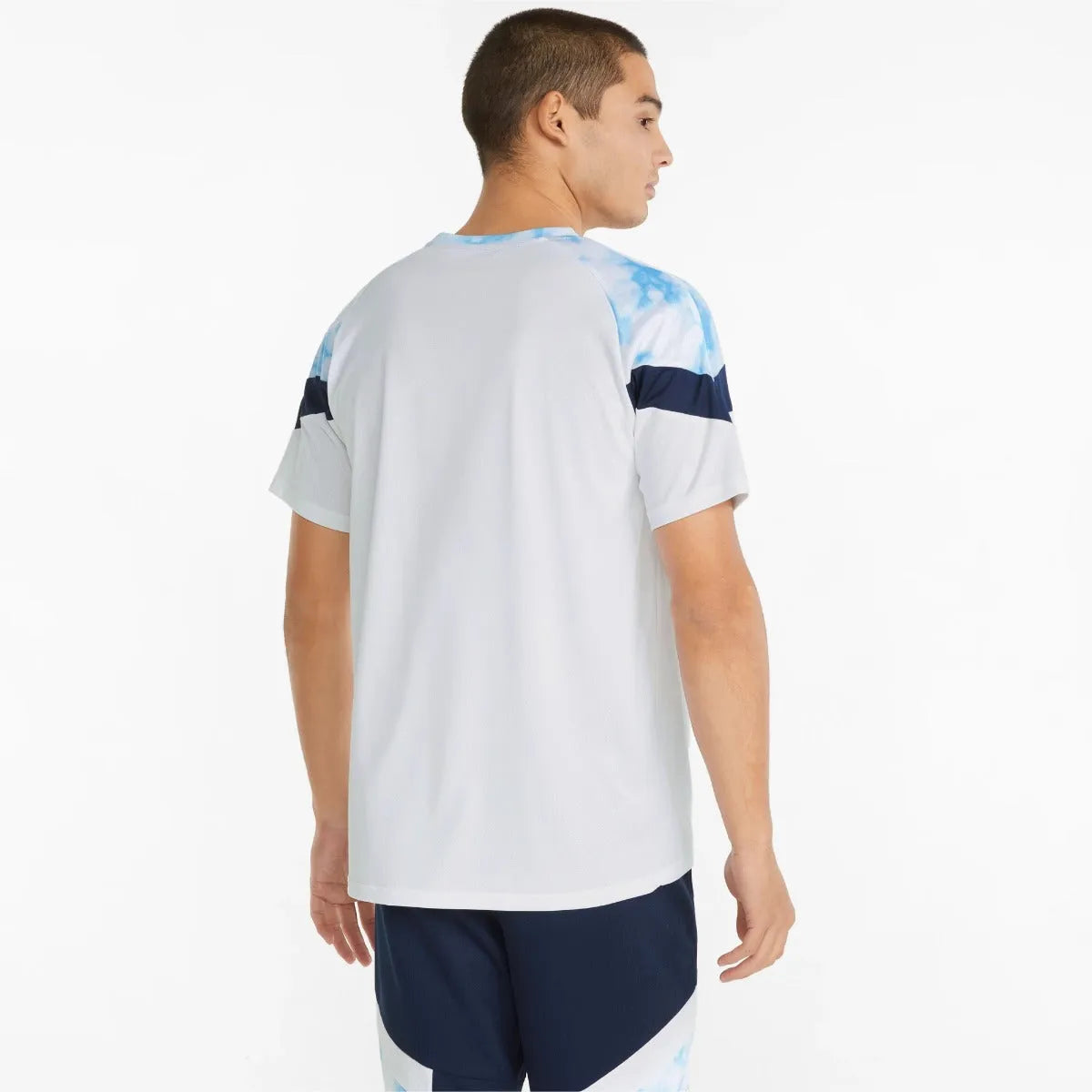 Puma 21-22 Manchester City Iconic MCS Tee - White-Light Blue (Model - Back)