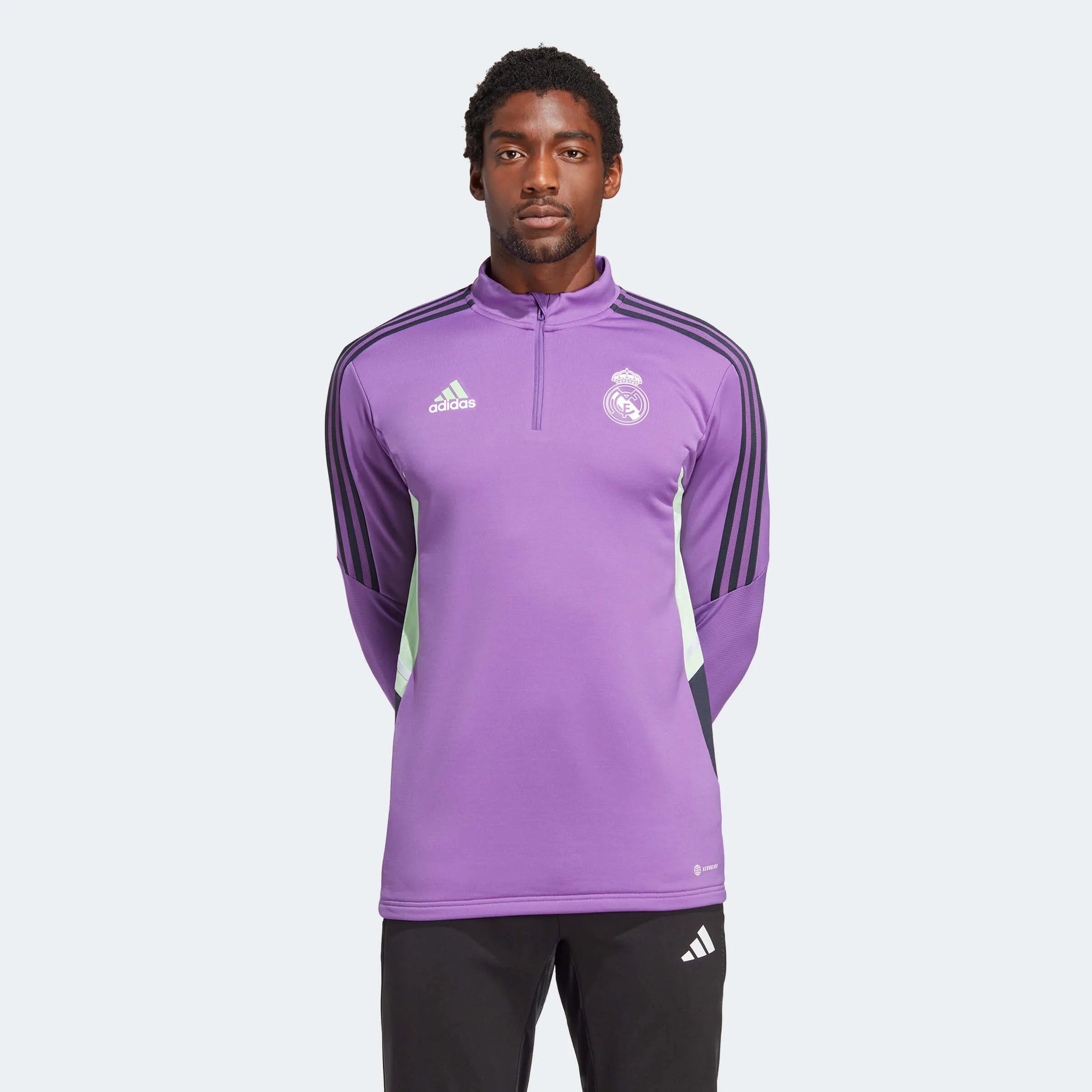 adidas Real Madrid Condivo 22 Training Top - Active Purple (Model - Front)
