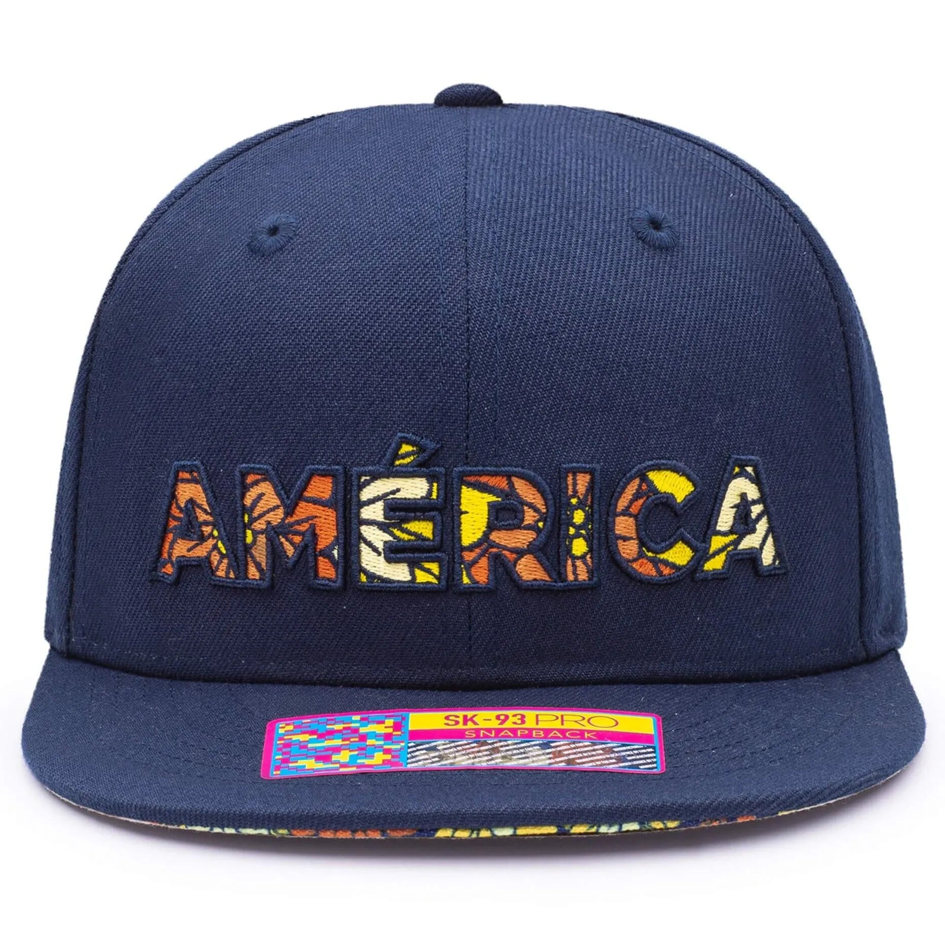 FI Collection Club America Day of the Dead Floral Snapback Hat - Navy (Front)