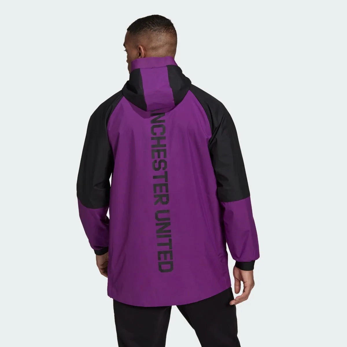 Adidas 2021-22 Manchester United Travel Drill Jacket - Black-Purple (Model - Back)