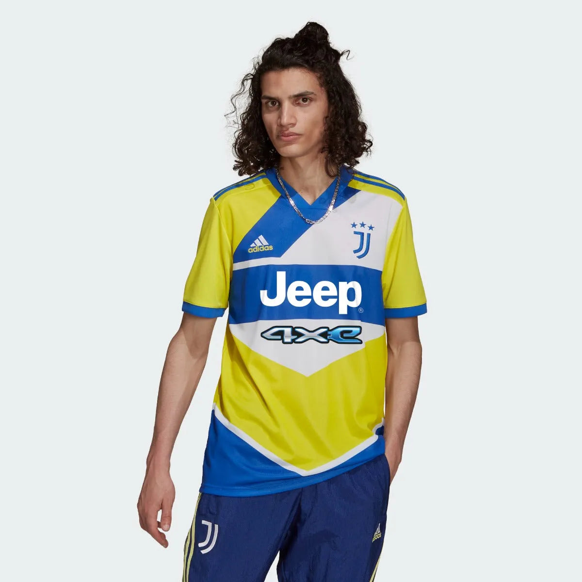 Adidas 2021-22 Juventus Third Jersey - Shock Yellow-Blue (Model - Front)