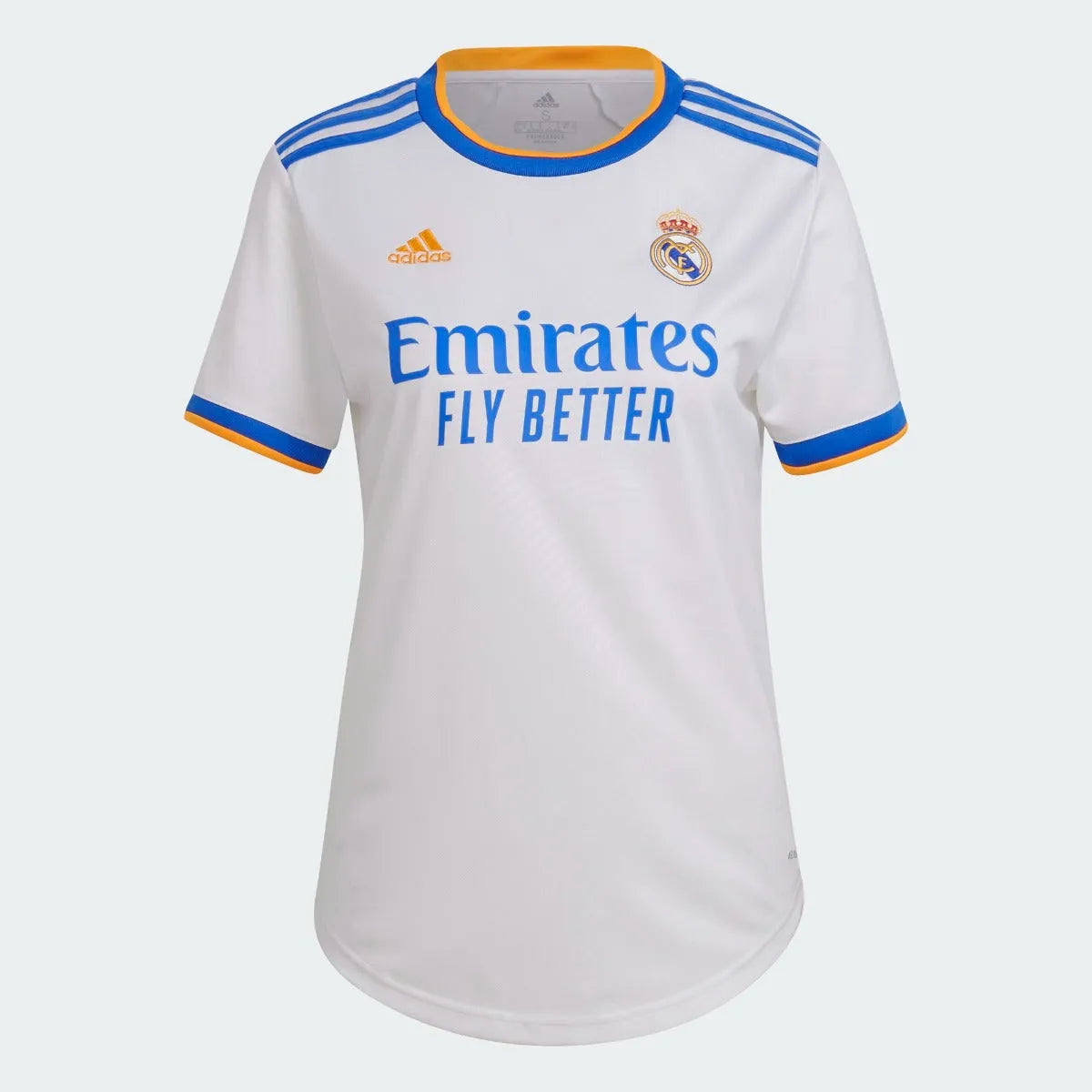 Adidas 2021-22 Real Madrid Women Home Jersey - White-Blue-Orange (Front)