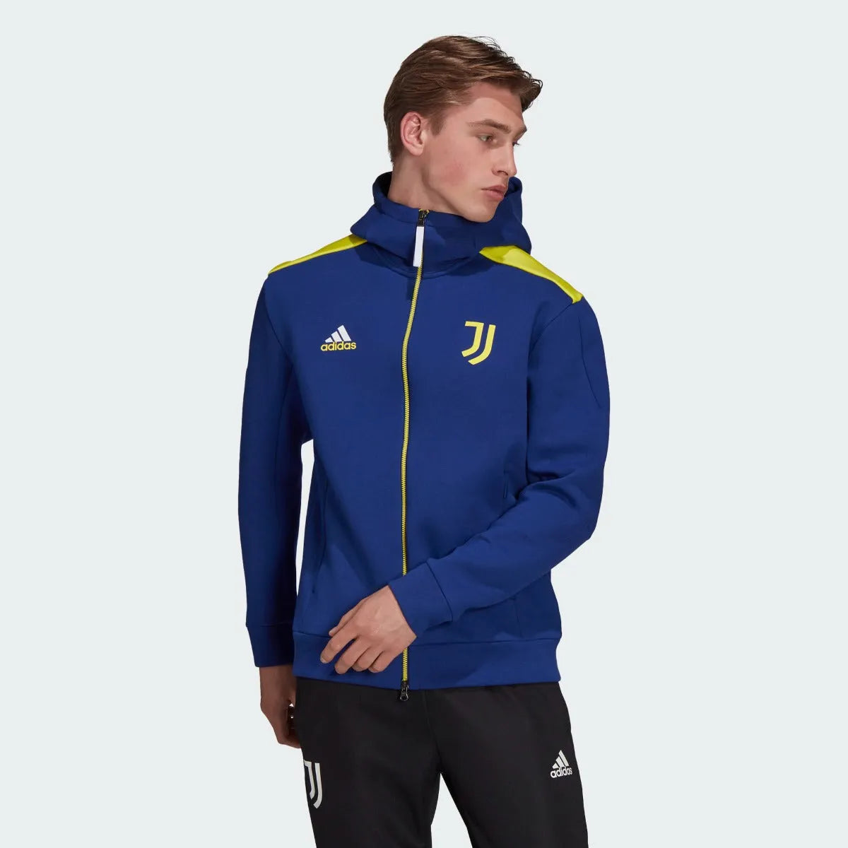 Adidas 2021-22 Juventus Zone Jacket - Navy-Yellow (Model - Front)