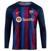 Nike 2022-23 FC Barcelona Home Long-Sleeve Jersey - Obsidian-Sesame  (Front)