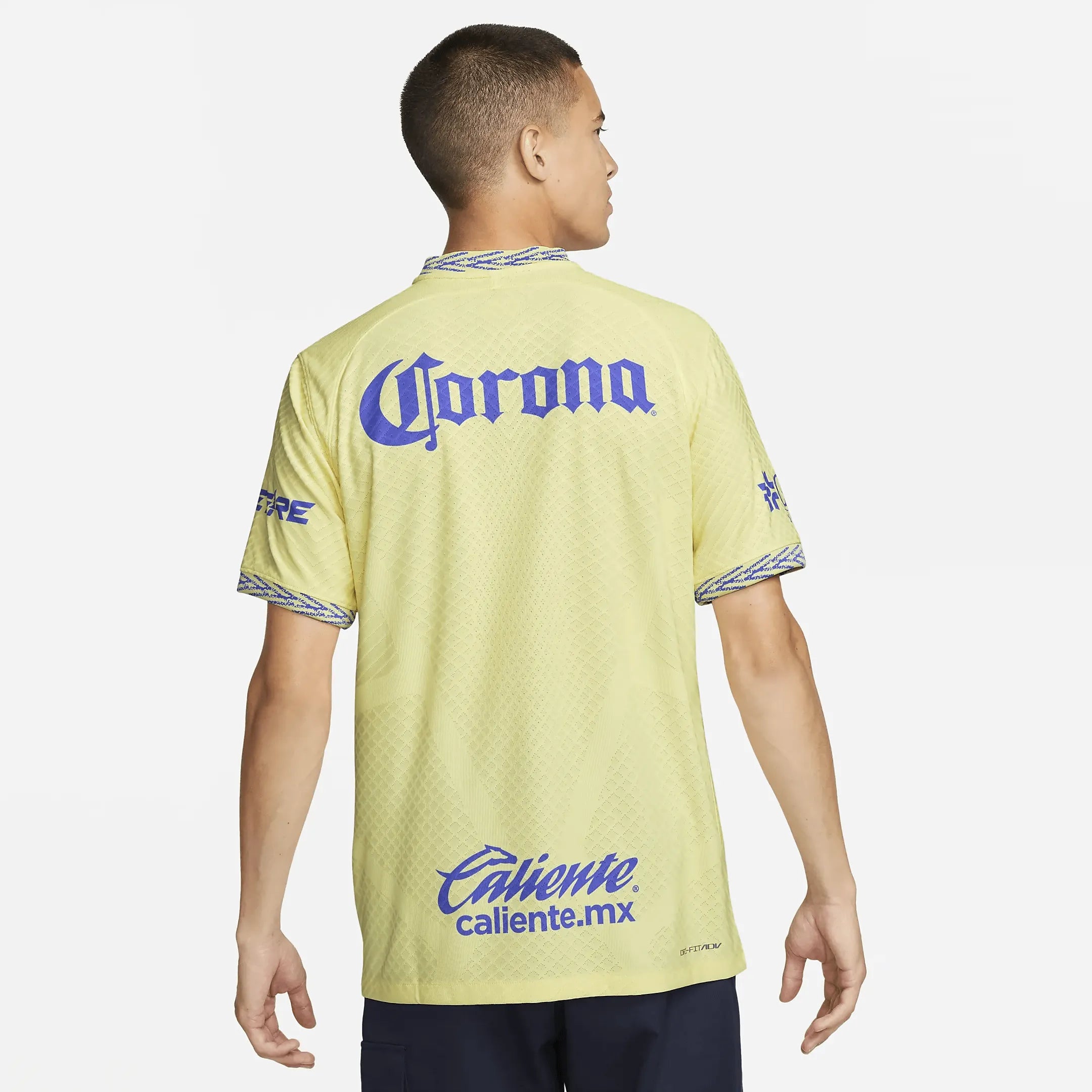 Nike 2022-23 Club America Authentic Home Jersey - Lemon-Blue (Model - Back)