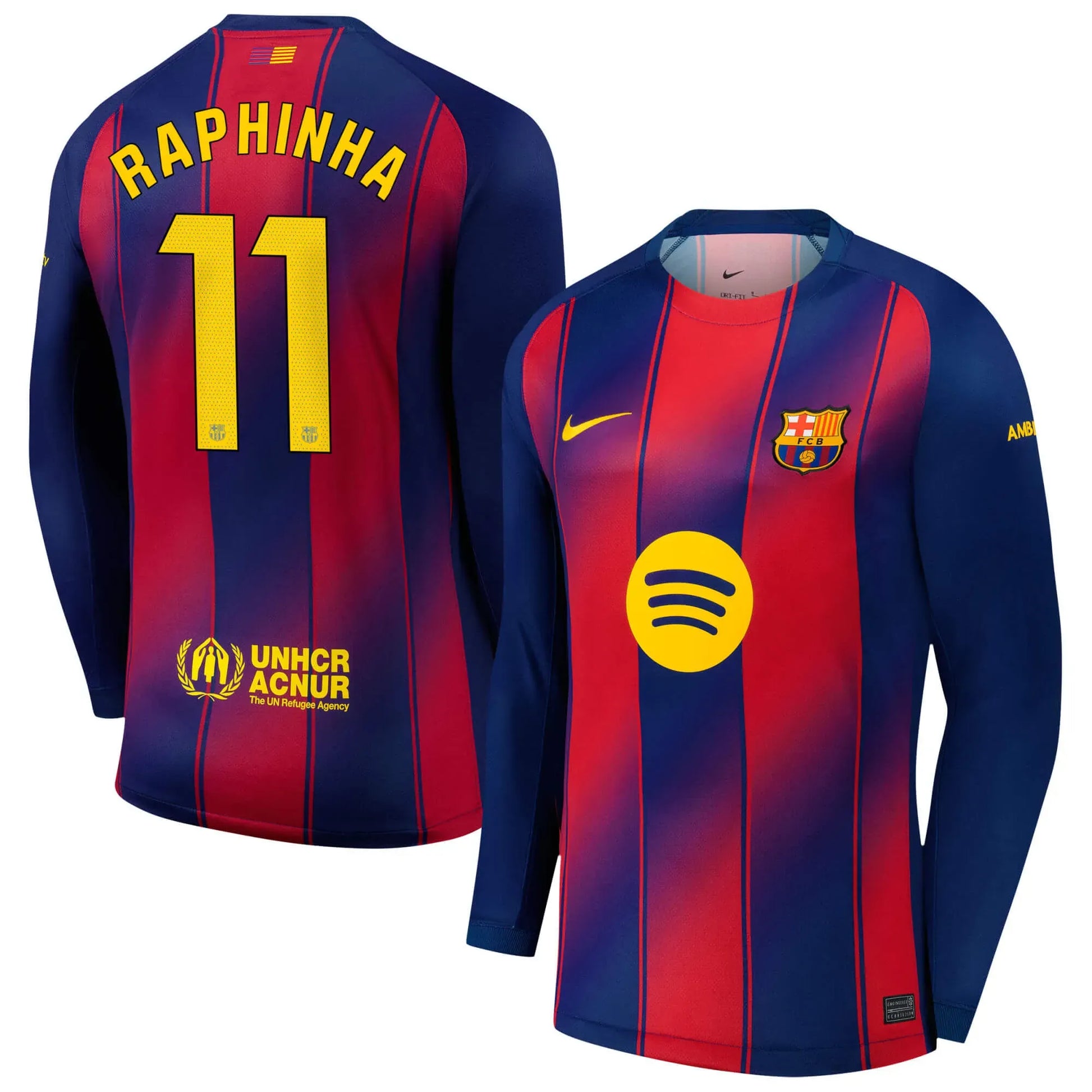 Nike 2025-26 Barcelona Men's Stadium Home Long-Sleeve Soccer
