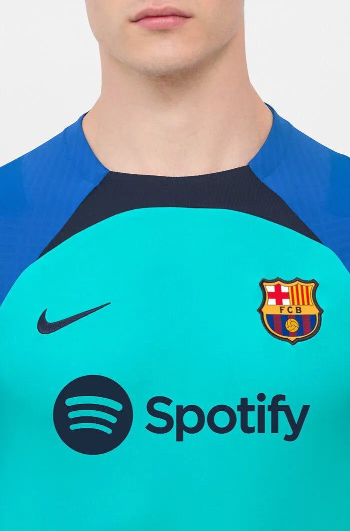 Nike 22-23 Barcelona DF SS Strike Training Jersey - Aqua-Blue-Obsidian (Detail 3)