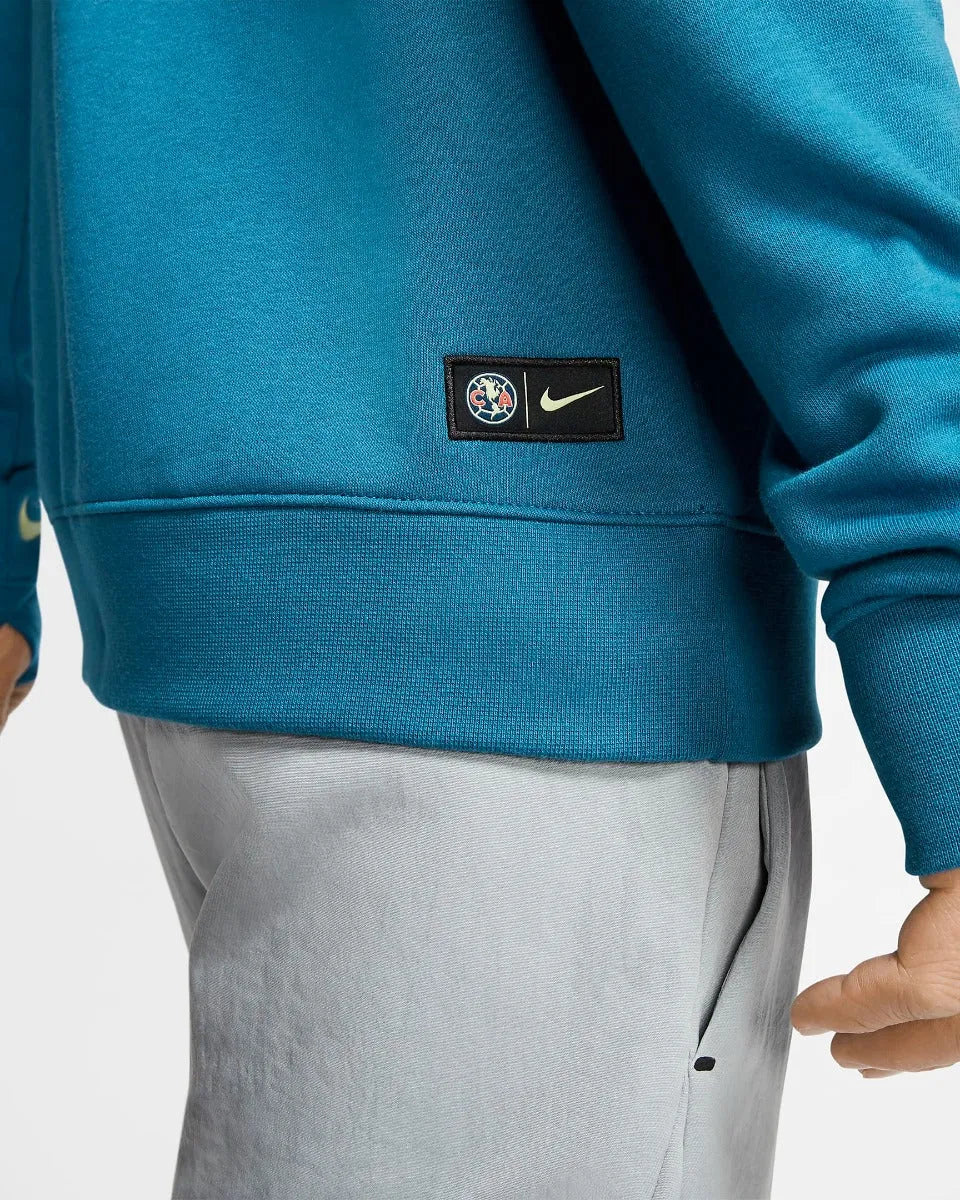 Nike 2020-21 Club America GFA Fleece Pullover Hoodie - Blue-Yellow