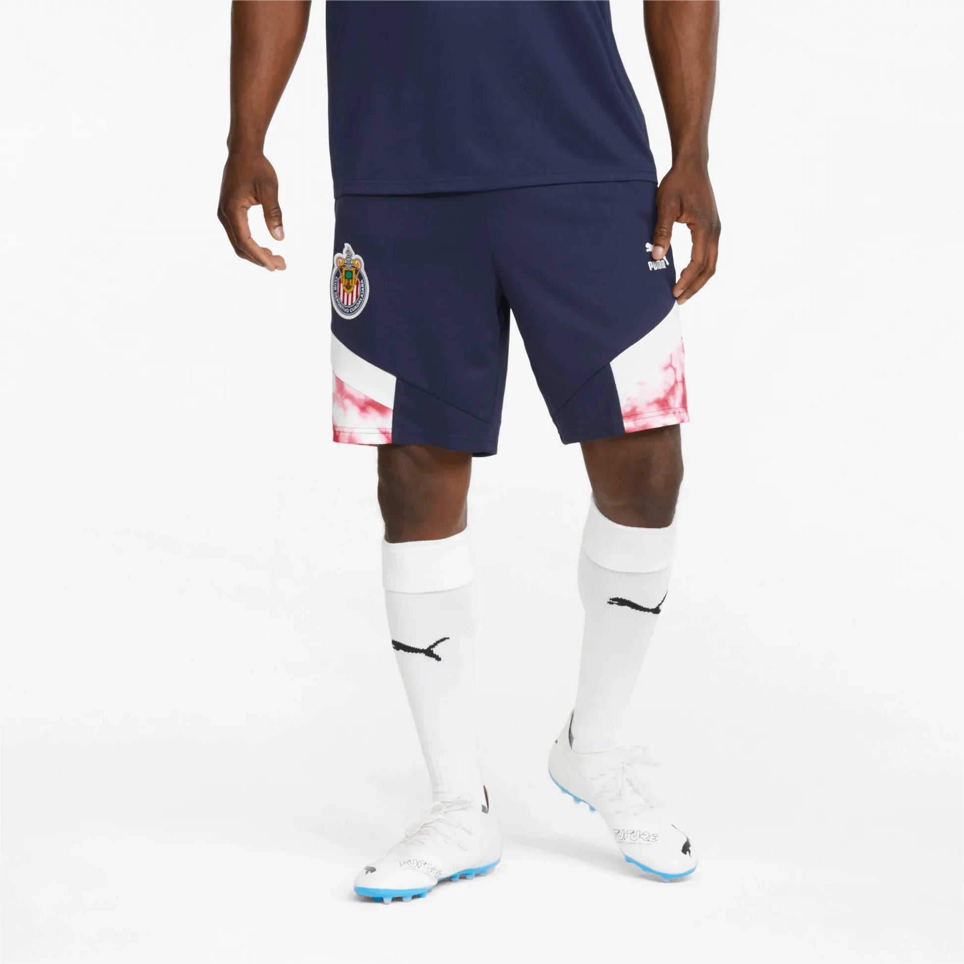 Puma 2022 Chivas Iconic Mesh Shorts - Navy-White-Red (Model - Front)