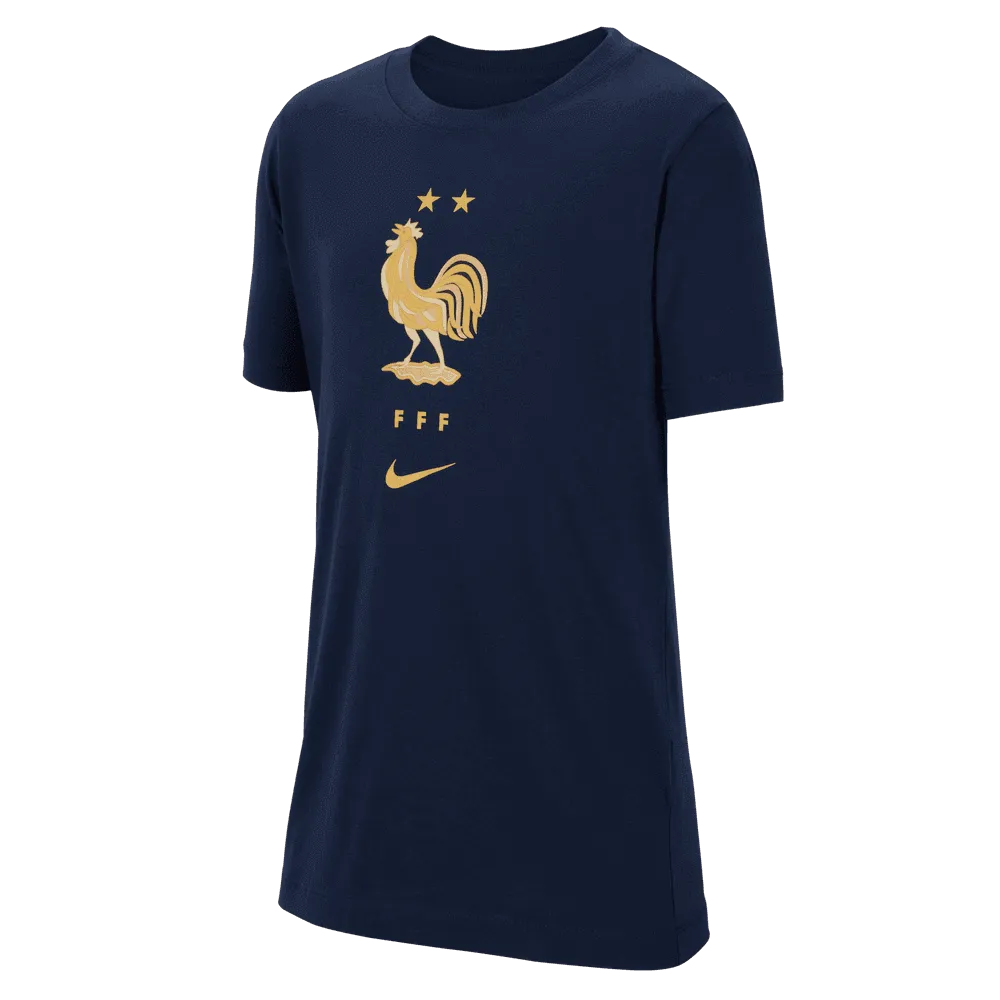 Nike 2022-23 France Youth Tee - Navy (Front)