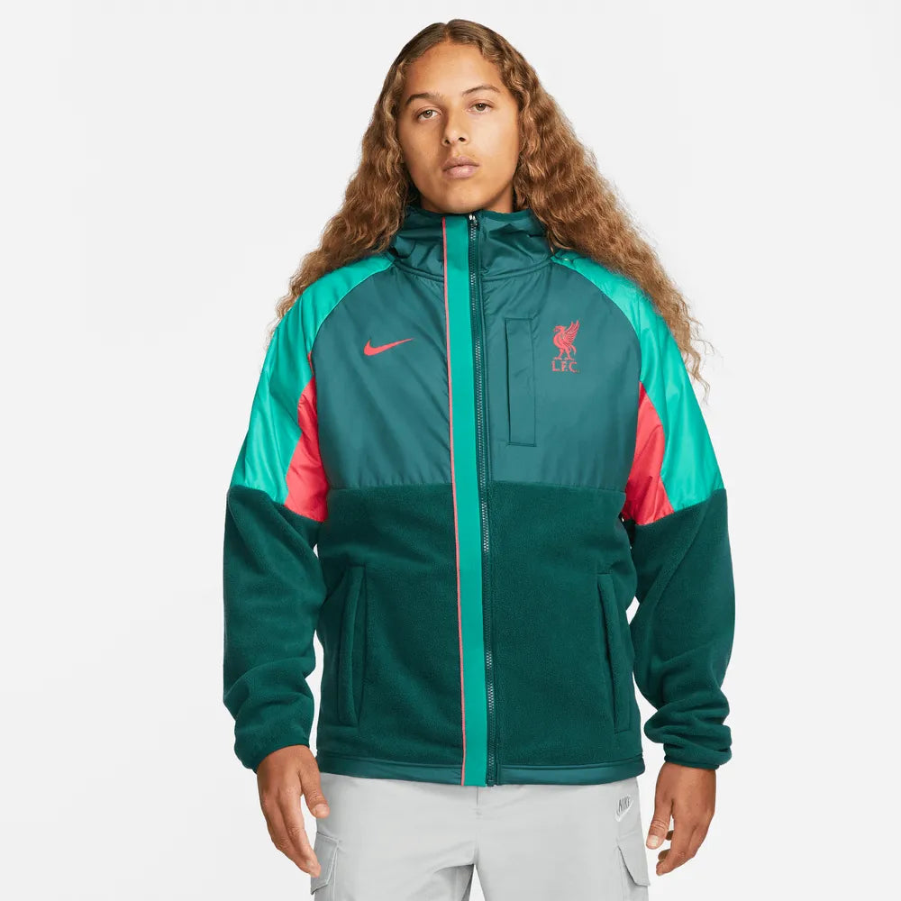 Nike 2022-23 Liverpool Winterized AWF Jacket - Atomic Teal-Siren Red (Model - Front)