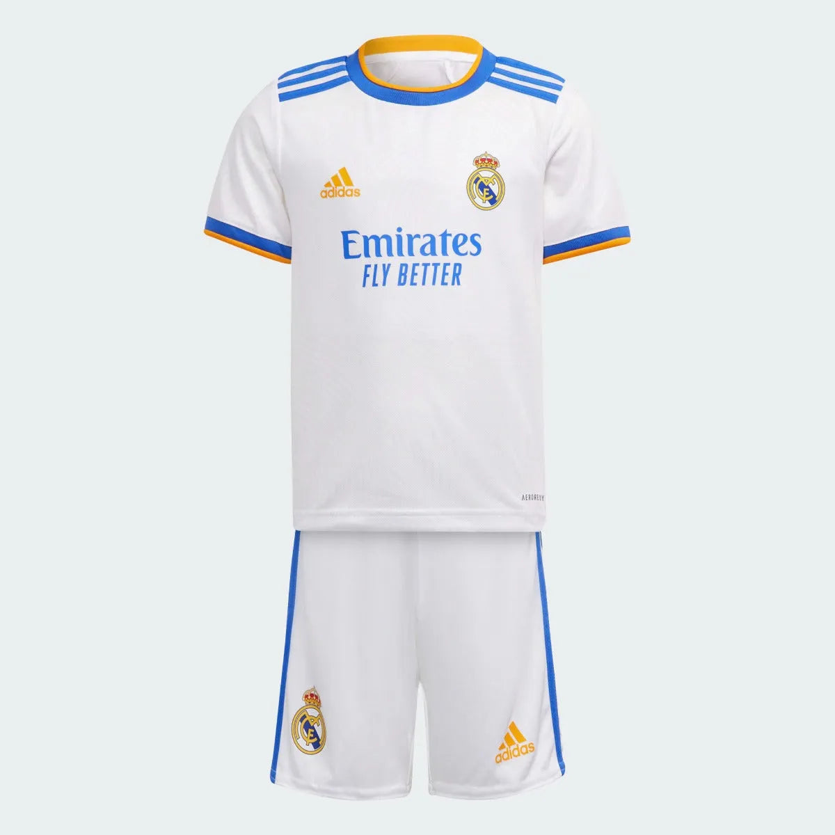 Adidas 2021-22 Real Madrid Home MINI Kit - White-Blue-Orange (Set)
