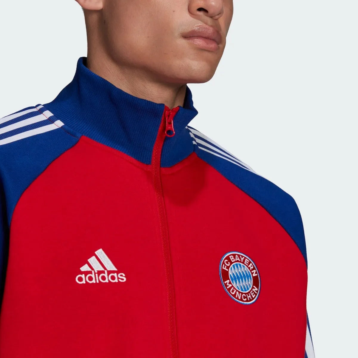 adidas 21-22 FC Bayern Tiro 21 Anthem Jacket - True Red-Mystery Ink (Detail 1)
