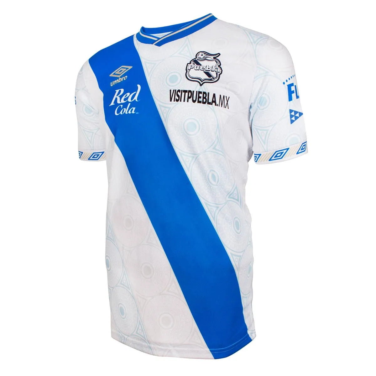 Umbro 2021-22 Puebla Home Jersey - White-Blue (Diagonal 1)