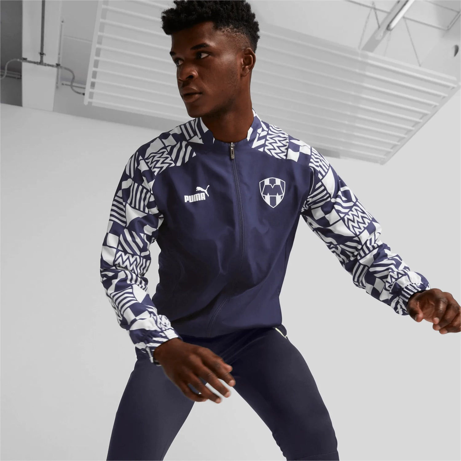 Puma 2022-23 Monterrey Pre-Match Jacket - Peacoat-White (Model - Front)