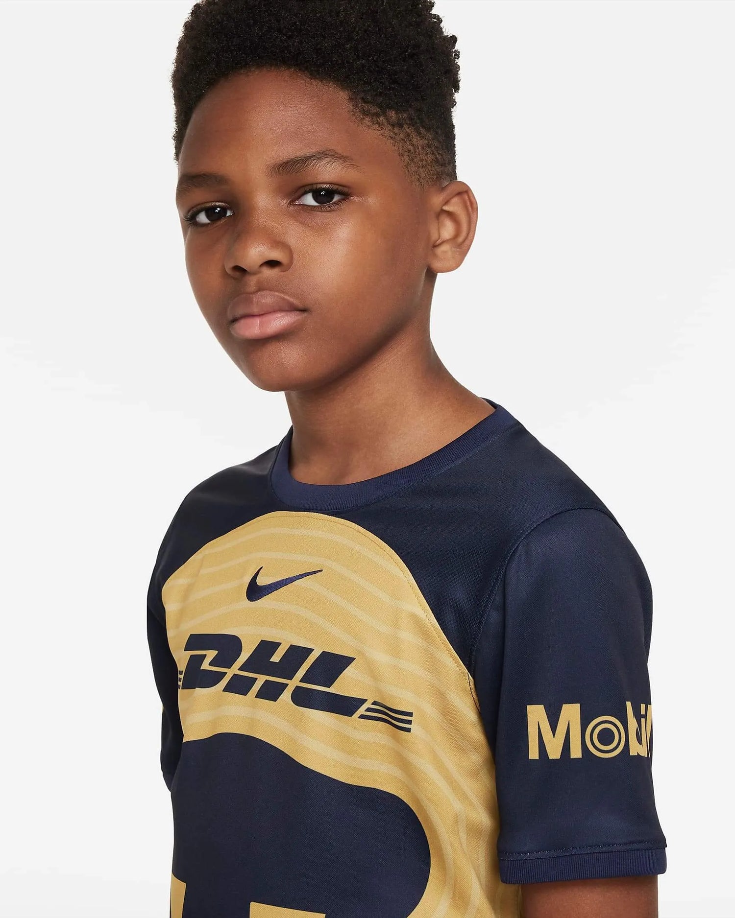 Nike 2022-23 Pumas Youth Away Jersey - Gold-Obsidian (Detail 1)