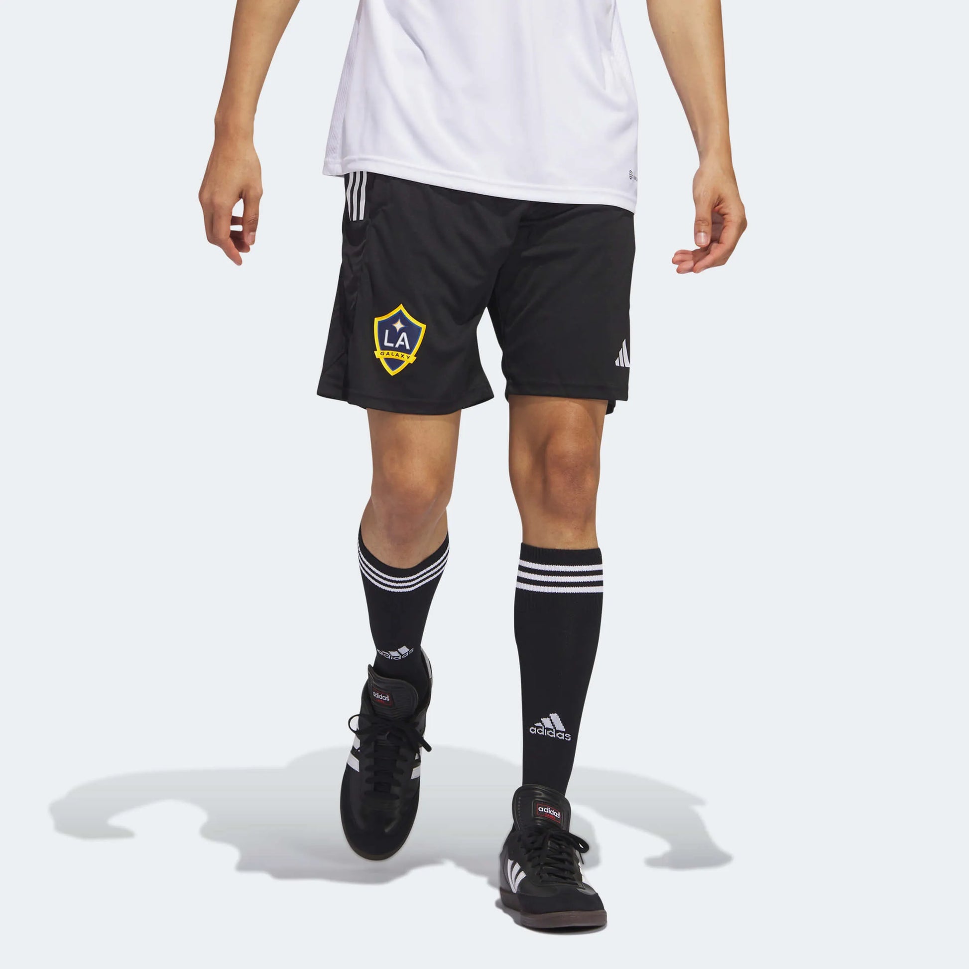 adidas 2023 LA Galaxy Tiro 23 Training Shorts - Black-White (Model - Front)