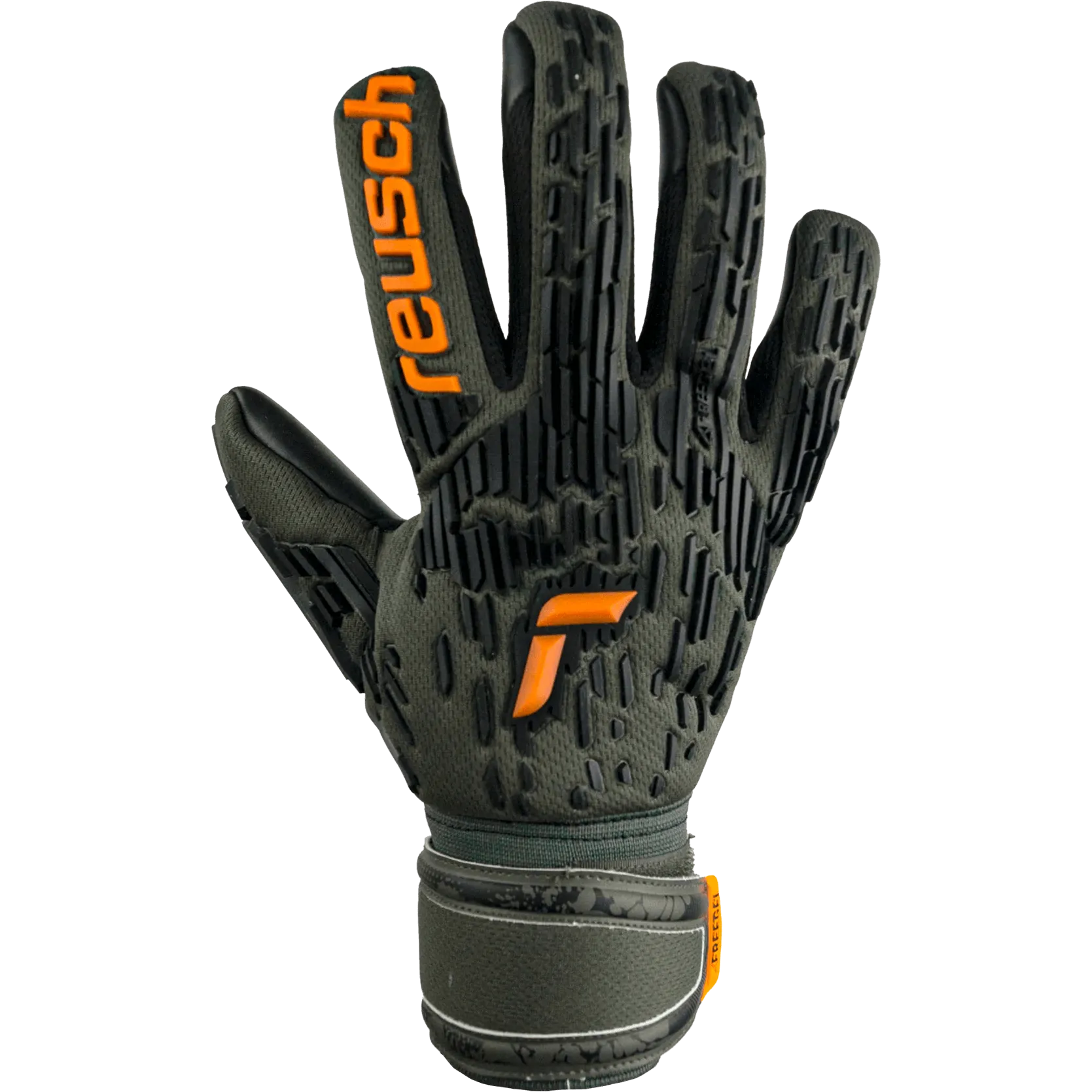 Reusch Attrakt Freegel Silver Goalkeeper Gloves - Desert Green-Orange-Black (Single - Outer)
