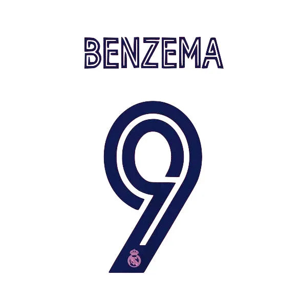 Real Madrid 2020/21 Away Benzema #9 Jersey Name Set