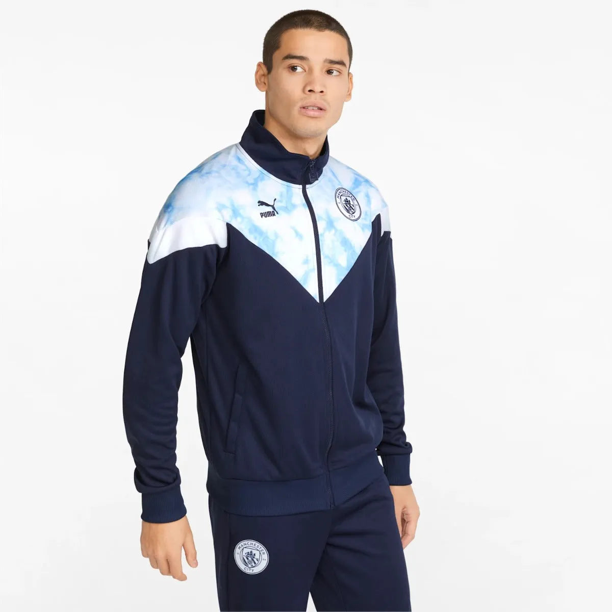 Puma 2022 Manchester City Iconic Track Jacket - Navy-White (Model - Front)