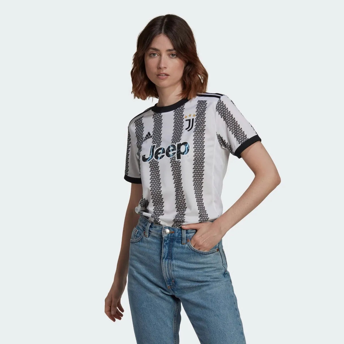 adidas 2022-23 Juventus Women's Home Jersey - White-Black (Model - Front)