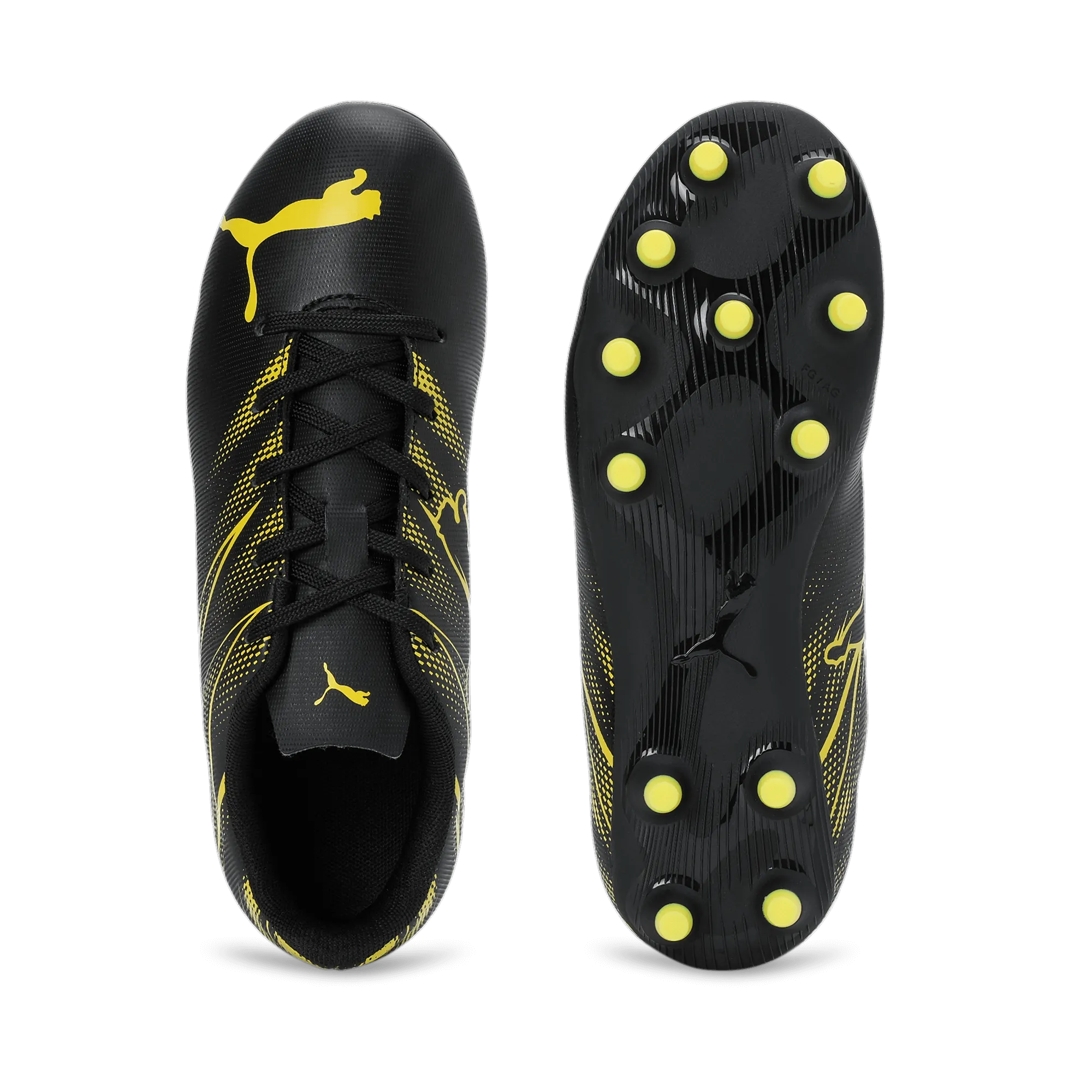 Puma Kids Attacanto FG_AG Puma Black-Yellow Blaze (Pair - Top and Bottom)