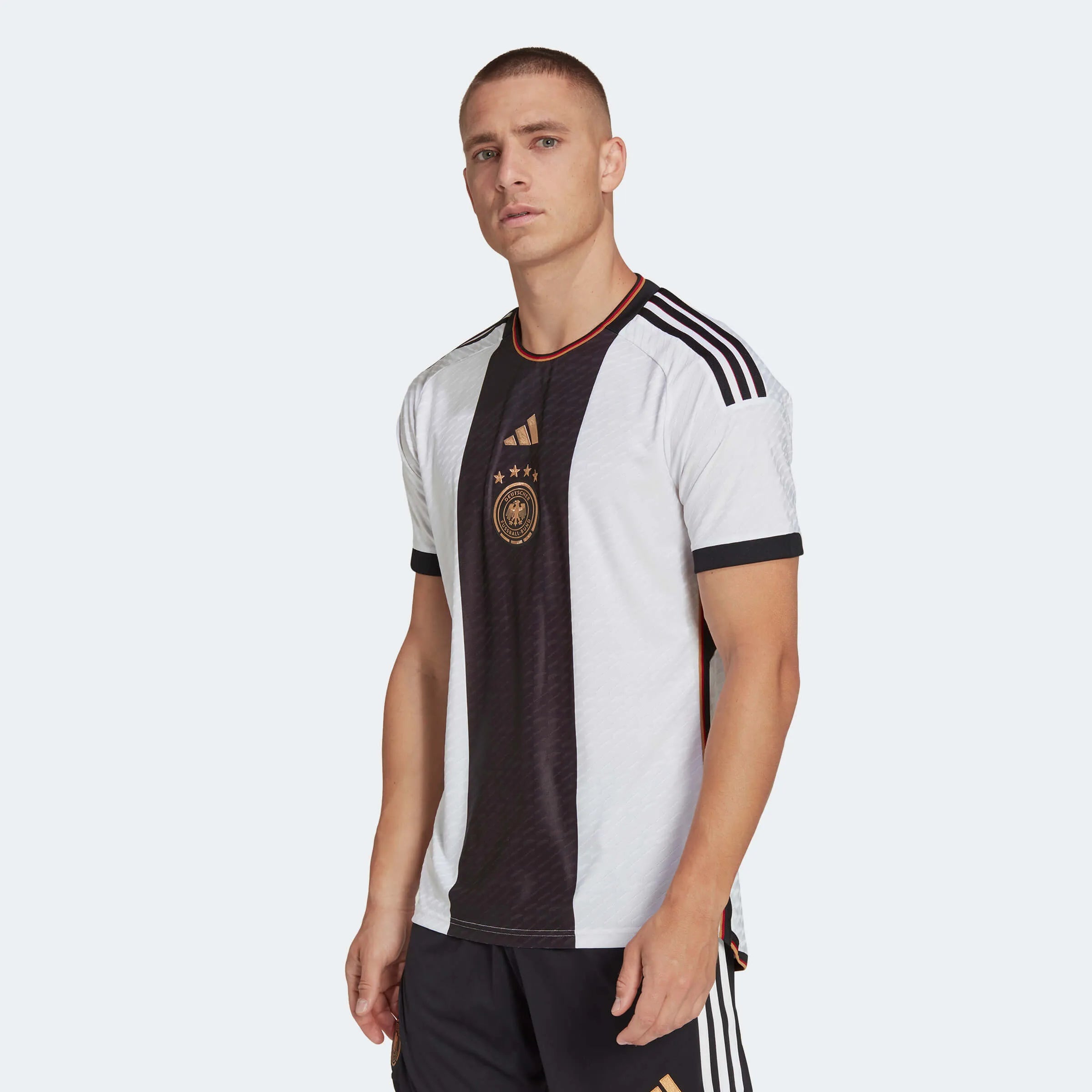 Adidas 2022-23 Germany Home Authentic Jersey White-Black (Model - Front)