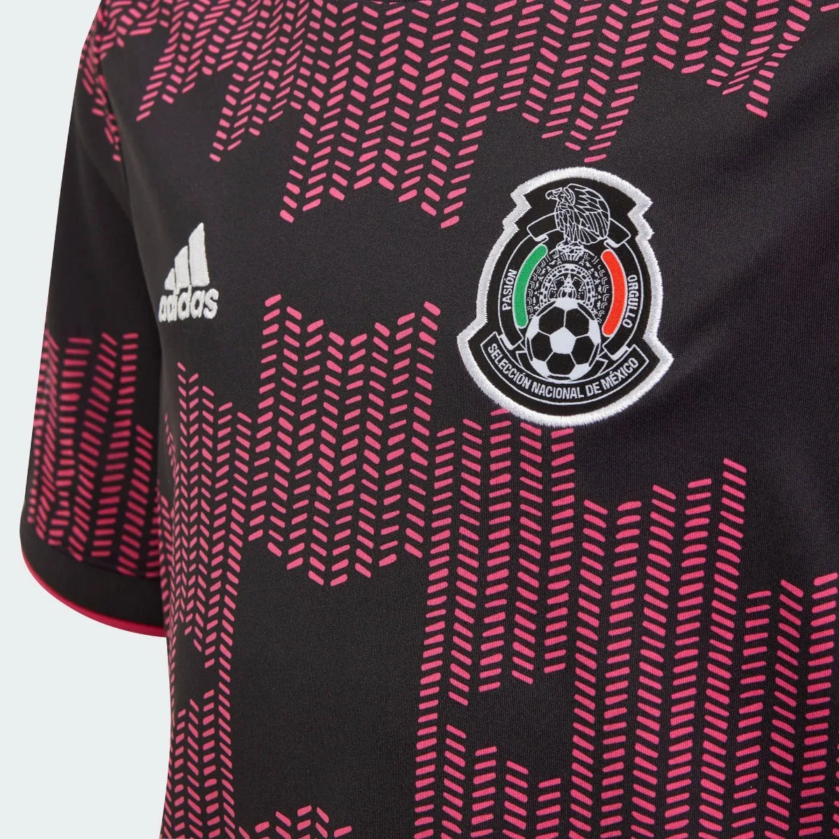 Adidas 2021-22 Mexico Youth Home Jersey - Black-Real Magenta (Detail 1)