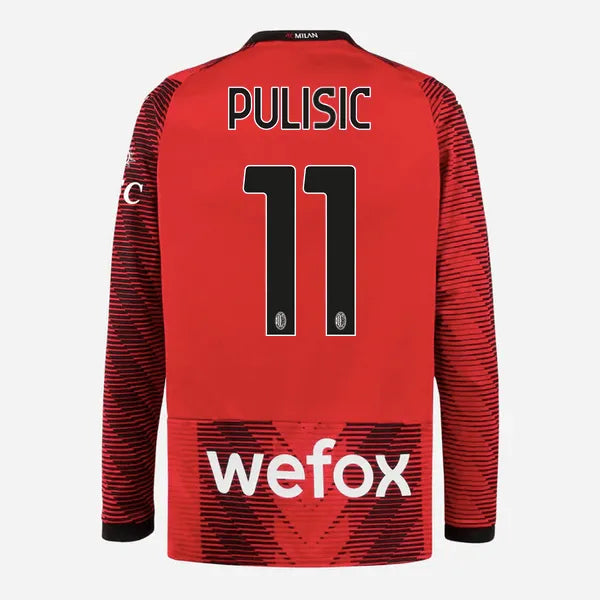 Puma 2023-24 AC Milan Men's Stadium Home Long-Sleeve Jersey