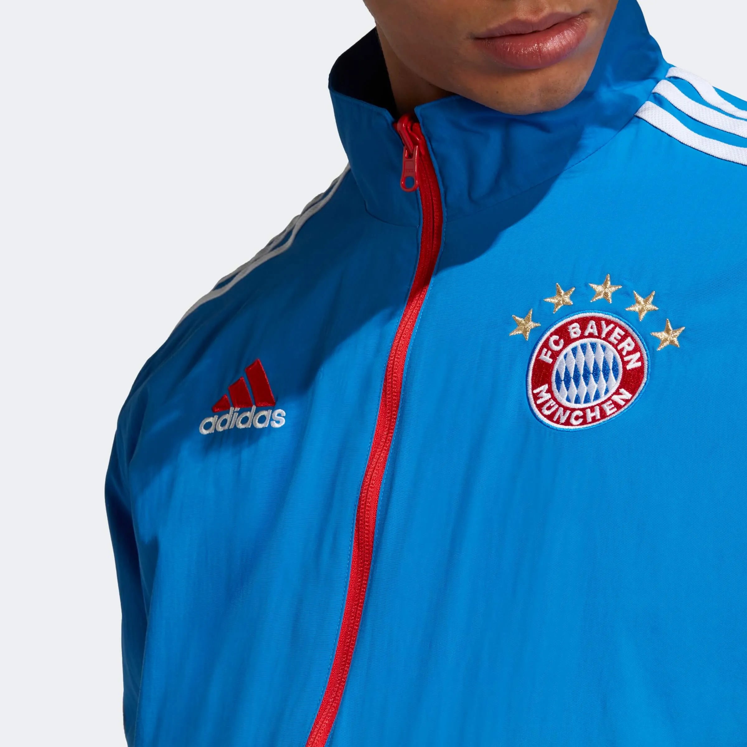 adidas 2023 FC Bayern Munich Reversible Anthem Jacket - Bright Royal-Red (Detail 1)