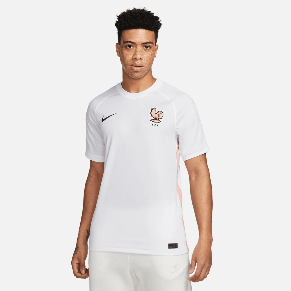 Nike France Women's EC22 (Men's Cut) Away Jersey - White-Pink Glaze (Model - Front)