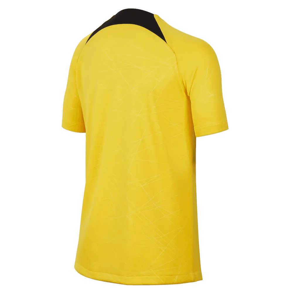 Nike 2022-23 Paris Saint-German Youth Pre-Match Jersey - Yellow - Black (Back)