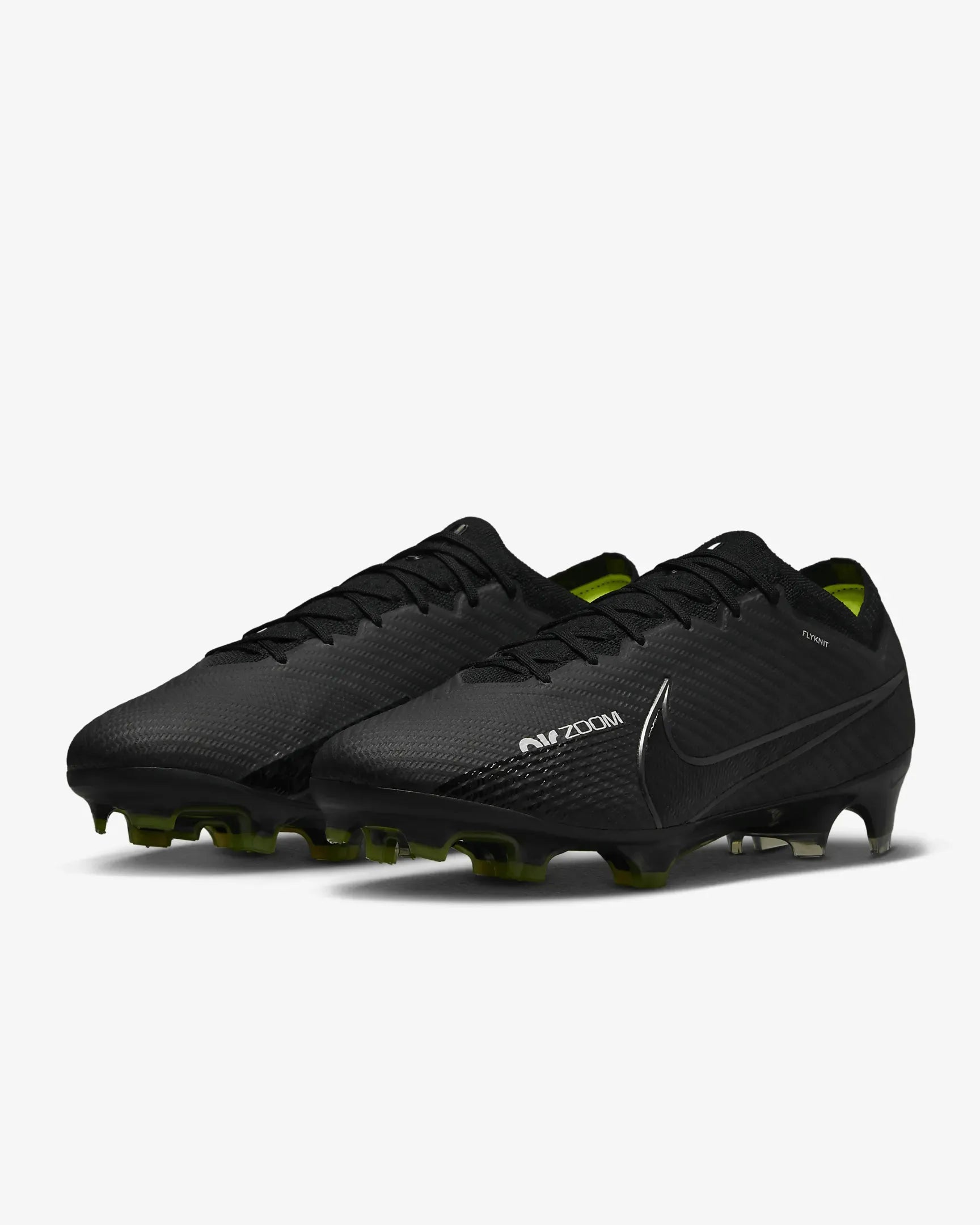Nike Zoom Vapor 15 Elite FG - Black-Smoke Grey (Pair - Diagonal)