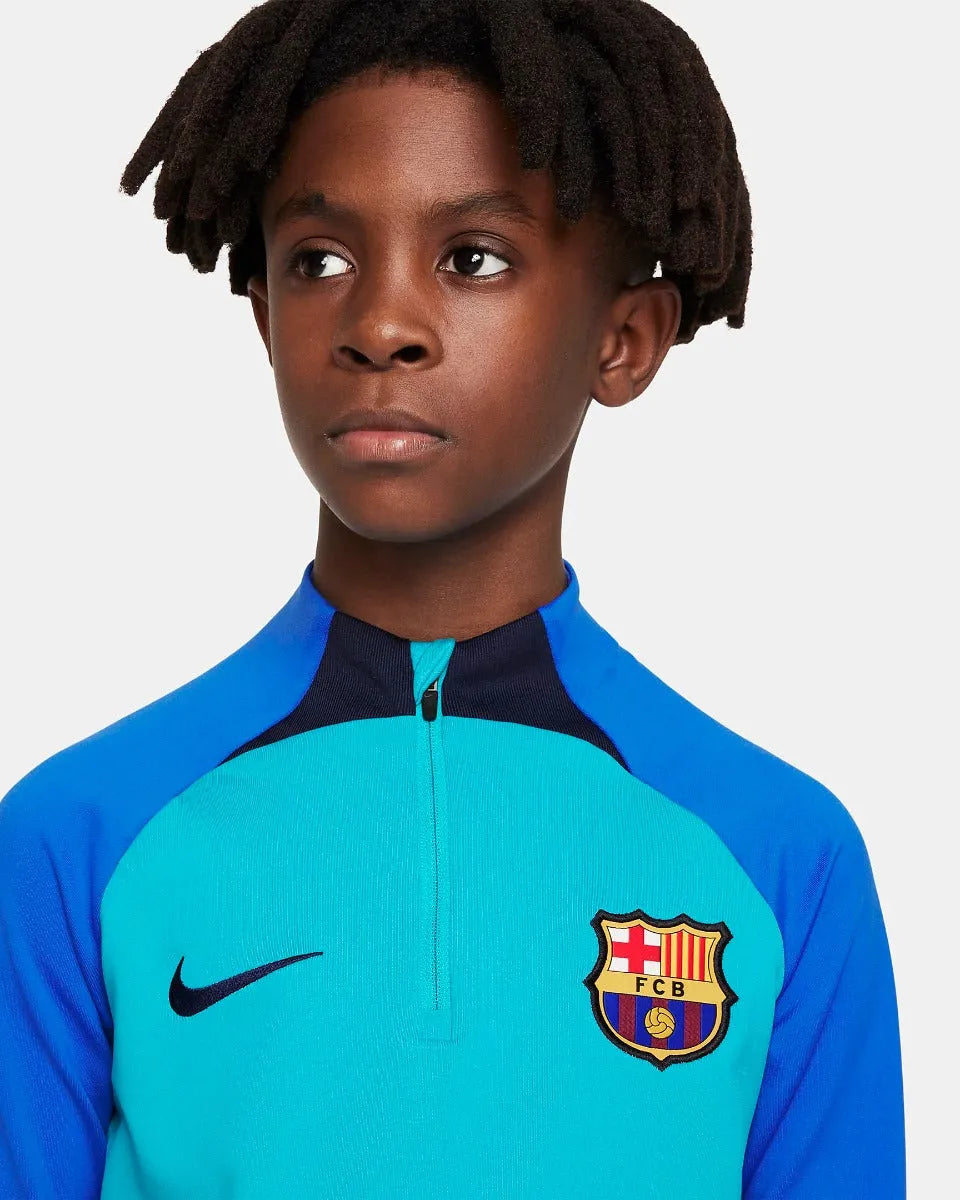 Nike 2022-23 FC Barcelona Youth Strike Drill Top - Aqua-Signal Blue (Detail 1)