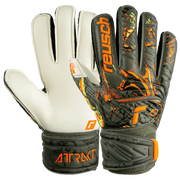 Reusch JR Attrakt Solid Finger Support Goalkeeper Gloves - Desert Green - Orange (Pair)