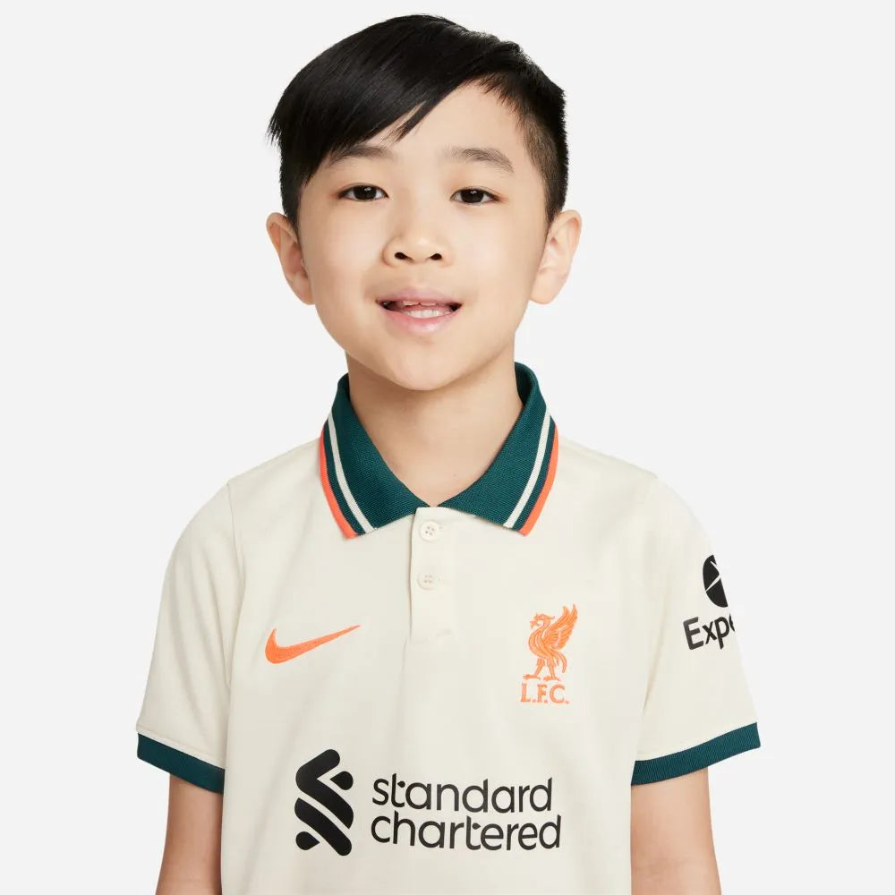 Nike 2021-22 Liverpool Little Kids Away Kit - Fossil  (Detail 1)
