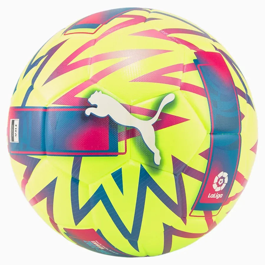 Puma Orbita La Liga 1 (FIFA) Match Ball - Lemon Tonic-Beetroot Purple (Front)