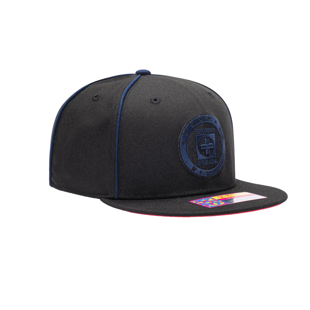 FI Collection Cruz Azul Cali Night Snapback Hat - Black-Blue (Diagonal 2)