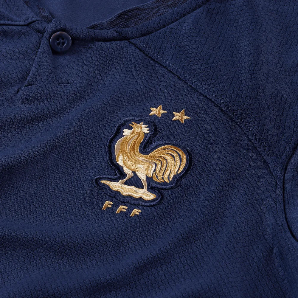 Nike 2022-23 France Youth Home Jersey - Midnight Navy-Metallic Gold (Detail 2)