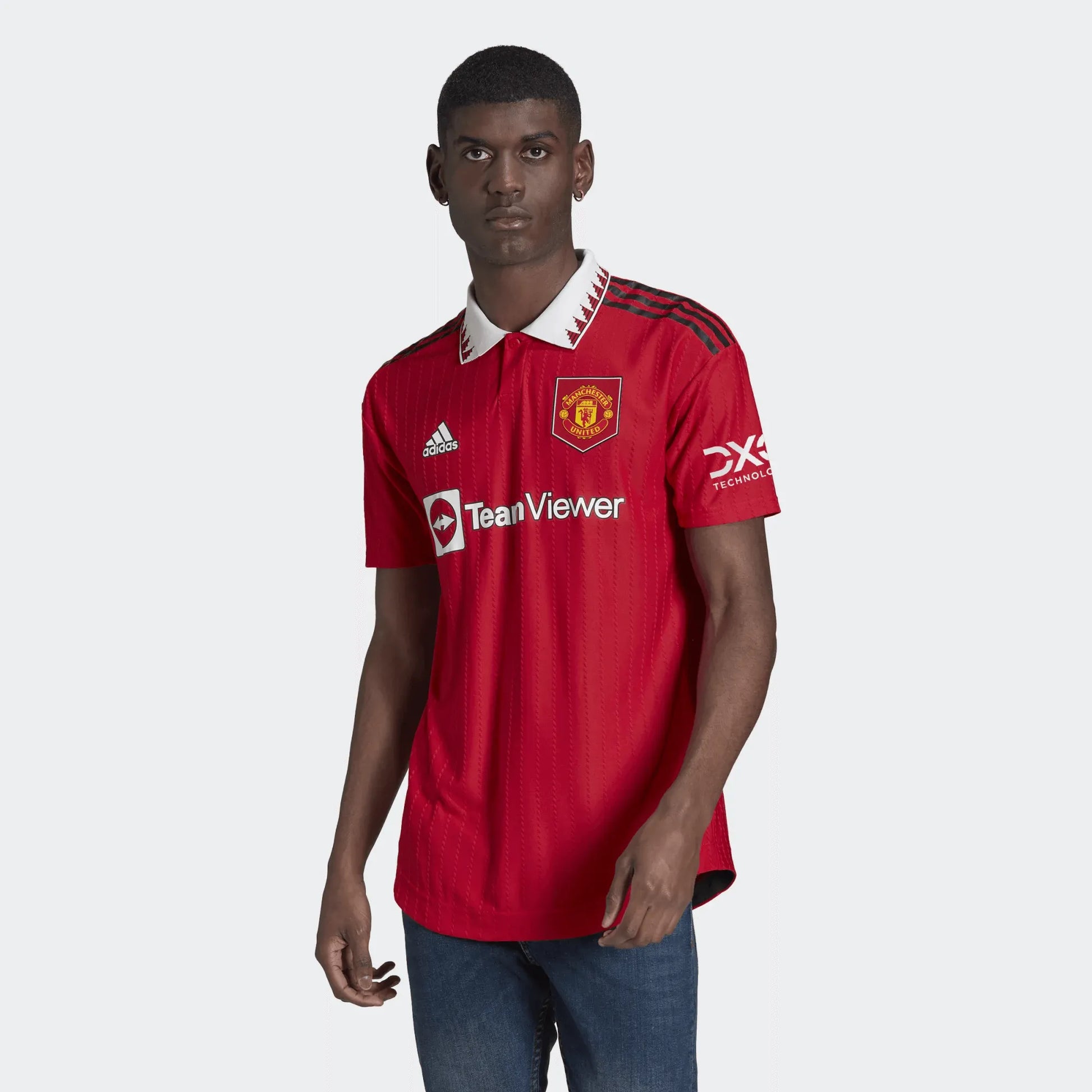 adidas 2022-23 Manchester United Authentic Home Jersey - Red-White (Model - Front)