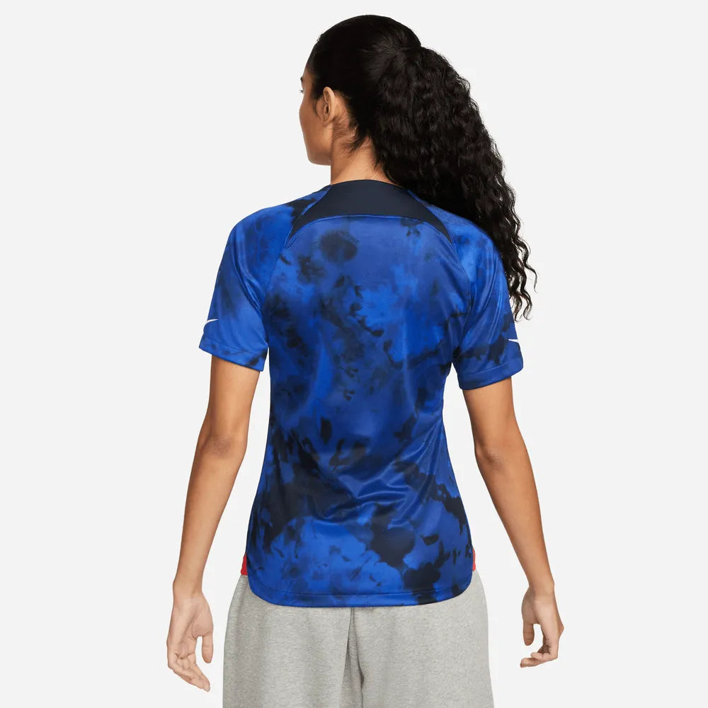 Nike 2022-23 USA Women's Away Jersey - Bright Blue-White (Model - Back)
