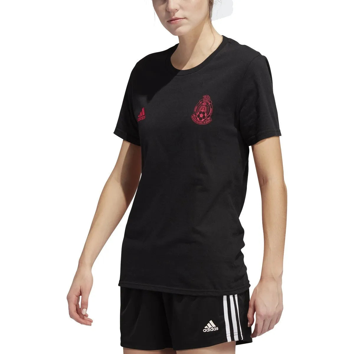Adidas 2020-21 Mexico Women Amplifier Tee - Black-Pink (Model - Front)
