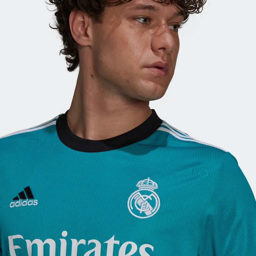 Adidas 2021-22 Real Madrid Third Jersey - Hi Res Aqua (Detail 1)