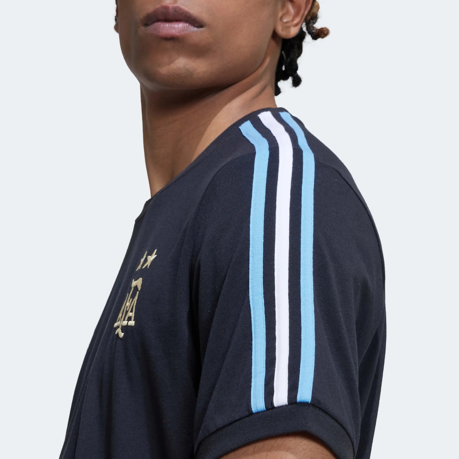 adidas 2022-23 Argentina 3 Stripe Tee Black (Detail 2)
