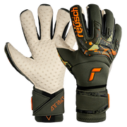 Reusch Attrakt Speedbump Ortho-Tec Goalkeeper Gloves - Desert Green-Shocking Orange (Pair)