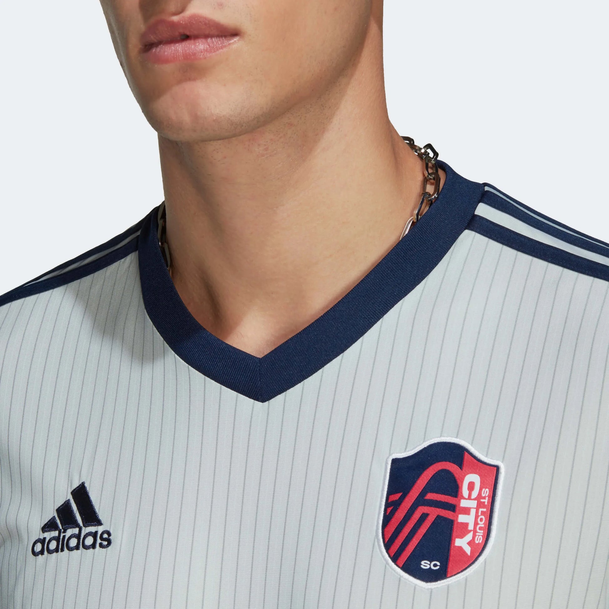 adidas 2023 St. Louis City Away Jersey - Clear Grey-Indigo (Detail 1)